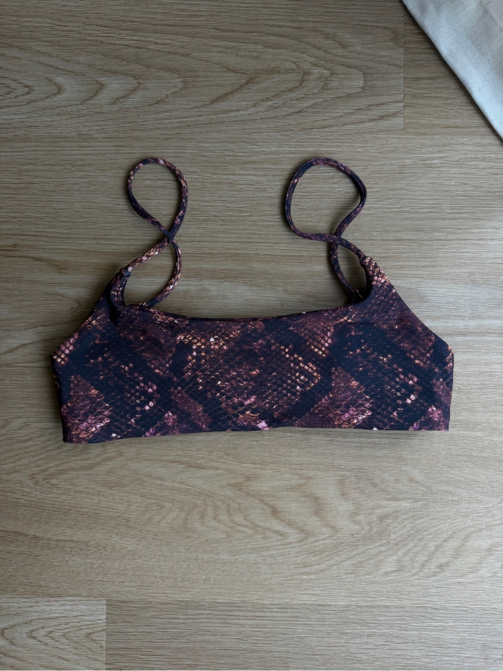 SKATIE S Maddie Top in Boa - Black, Purple, and Copper Snake-Print Bikini Top